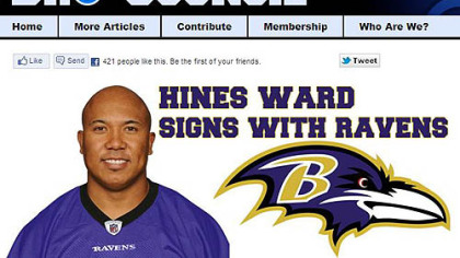 BroCouncil.com created a joke post that said, "Hines Ward Signs With Ravens."