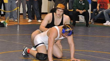Pine-Richland's Ben Balish, back, defeated Central Catholic's Zack Deluca, 2-1, in the semifinals of the Class AAA WPIAL/Southwest Region Tournament, Saturday at Norwin High School.  Balish won the 220-pound title.