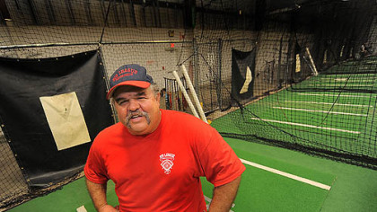 Former Pirates catcher Mike LaValliere at Big League Experience batting cages in Sarasota, Fla.