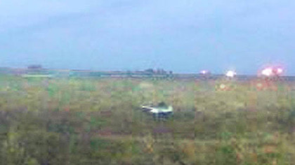 A single engine plane went off the side of a runway and down a hill at the Rock Airport