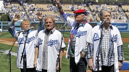 The Beach Boys performed the national anthem before Tuesday's Dodgers home opener at Dodger Stadium. The opener was the first of two the Pirates will take part in on their West Coast road trip. They also will be the opponent for the Giants' opener Friday in San Francisco.
