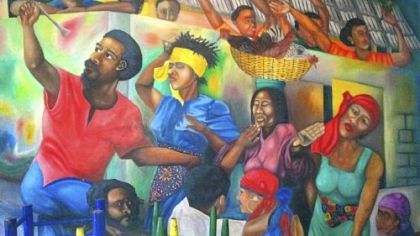 Murals in Miami Beach's Tap Tap Haitian Restaurant were painted by artists from Haiti.