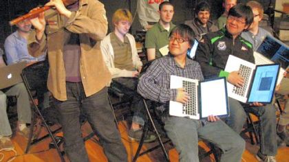 Members of the Federation of Laptop Orchestras will perform together from different locations over the Internet tonight.