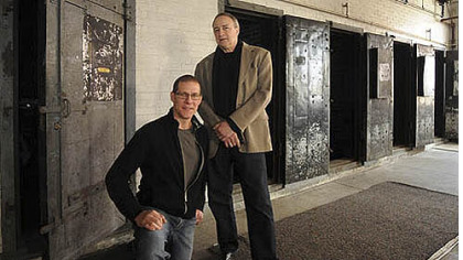 Alexander Denmarsh, left, and Dale McNutt of StartUptown are seen here at the old film vaults in the Paramount building, Uptown. The vaults safely stored highly flammable film stock.