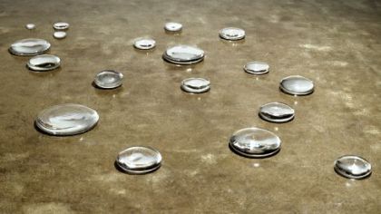 The blown glass spheroids of Maya Lin's 'Dew Point 18.'