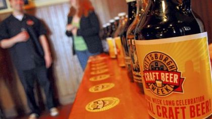 Three "collaboration beers" made for Pittsburgh Craft Beer Week were among the brews poured at Penn Brewery on the North Side during a press conference Tuesday. The limited releases will be available at various venues around town starting Friday.