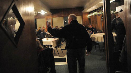 Bill DeWeese, former Pennsylvania state representative, greets supporters at Rohanna's Restaurant on Tuesday. DeWeese resigned from the House on the day he was sentenced to serve at least 21/2 years in prison. For a video, go to post-gazette.com.