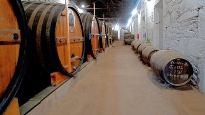 Port produced by the Symington Family Estates sits in wooden casks at the Quinta do Vesuvio estate in Guarda, near Porto, Portugal.