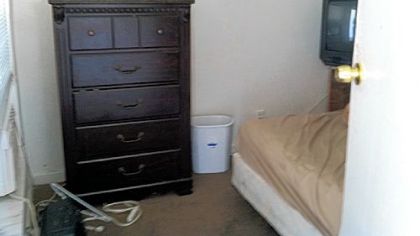 Kenneth Konias stayed in this small room in Pompano Beach, Fla.