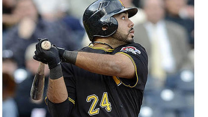 Pedro Alvarez watches the flight of his second home run of the day Wednesday at PNC Park.