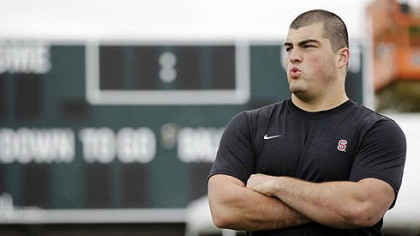 Steelers' top draft pick David DeCastro, seen here in a March file photo, is expected in Pittsburgh later today.