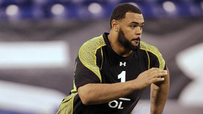 Ohio State offensive lineman Mike Adams at the NFL Combine.