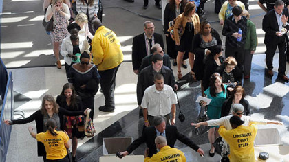 People attending the 2012 University of Pittsburgh commencement convocation at the Peterson Event Center were screened at the door.