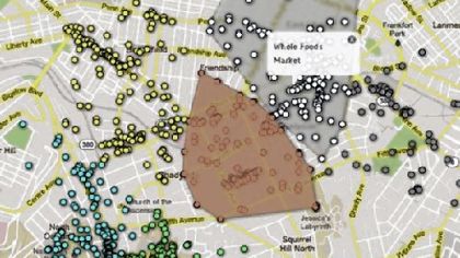 A screen grab from livehoods.org, a mapping system developed by computer scientists at Carnegie Mellon.
