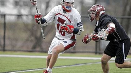 Senior midfielder Kiel Matisz, left, has helped lead the Robert Morris lacrosse team to a national ranking this season. The Colonials are playing host to the Northeast Conference tournament, which begins today.