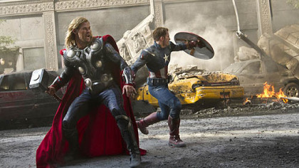 Chris Hemsworth is Thor and Chris Evans is Captain America.
