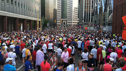 View from the back of the runners' pack.