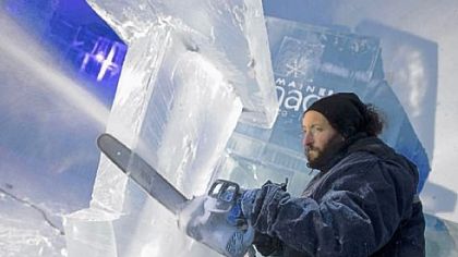 It takes 15 sculptors more than a month to turn 500 tons of ice into the hotel's furniture, columns and elaborate sculptures. They also carve the thousands of glasses used to serve frosty drinks in the Ice Bar.