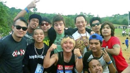 Anti-Flag's Justin Sane, back row center, in Thailand.