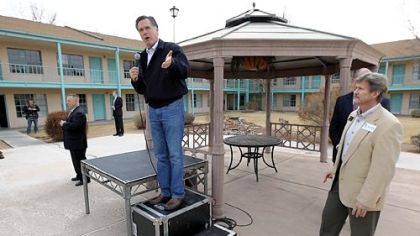 Republican presidential candidate Mitt Romney speaks at a campaign rally Monday in Grand Junction, Colo.