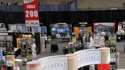 A display for Hart Energy sits on the main floor of the David L. Lawrence Convention Center.
