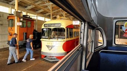The Pennsylvania Trolley Museum in Chartiers. The 2009 exhibit shown here, "Anything on Wheels," featured antique cars, oldies music and trolley upon trolley running up and down the line.
