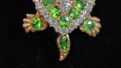 Demantoid (green garnet) and diamond turtle pin was appraised at about $18,000.