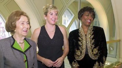 In this 2001 photo, Rita McGinley, at left, joins Suzie McConnell Serio and Valerie McDonald at the Carlow College Women of Spirit Gala at the Westin Convention Center.