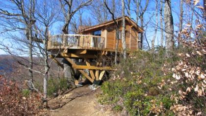 The Golden Eagle Tree House, which sits on the fourth green of the resort's golf course, is one of Primland's quirkier accommodation options.