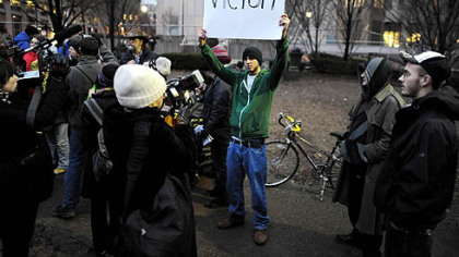 Occupy Pittsburgh protesters hold one final news conference Wednesday before leaving the Mellon Green, Downtown.