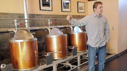Matt Hough in the new brew-your-own beer space at the Copper Kettle Brewing Co. next to Hough's in Greenfield.