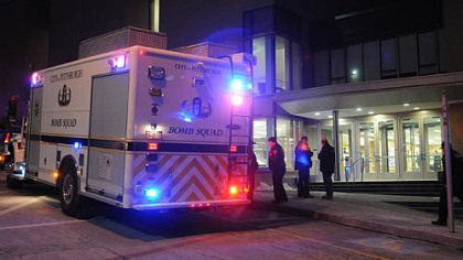 The City of Pittsburgh Bomb Squad responds to a threat received at the Chevron Science Center on Pitt's campus in Oakland.