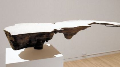 In her "Negative Water" series, artist Maya Lin represents the volume beneath the surface to draw attention to what we don't see, as in "Caspian Sea (Bodies of Water series)" at Carnegie Museum of Art.