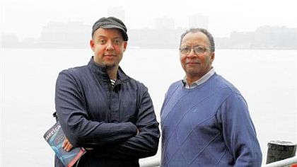Author Walter Dean Myers, right, and son Christopher Myers, an illustrator, will speak at Hill House Sunday.