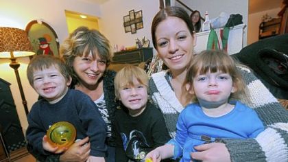The Aquino family, from left: Renny Salac, 3, Belinda Aquino, Tyler Jennings, 6, and his mom, Keri Aquino, holding her niece, Gracie Salac, 2.