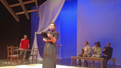 Rico Parker, left, Chrystal Bates, Les Howard, Bria Walker and Jason Shavers bring to life "every tongue confess" at the August Wilson Center for African American Culture.