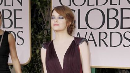 Emma Stone in a purple Lanvin gown.