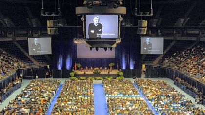 Mourners gathered today to reflect on the life and accomplishments of Joe Paterno at "A Memorial for Joe" in the Bryce Jordan Center on Penn State's main campus in University Park.