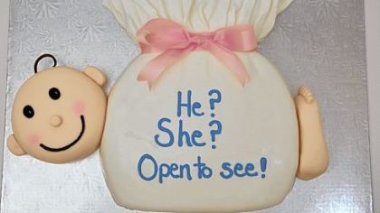 Bethel Bakery Gender Reveal Cake.
