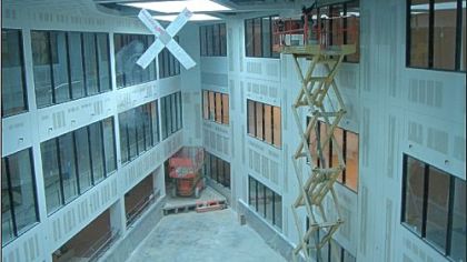 The atrium at Baldwin High School during the renovation.