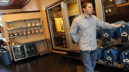 Matt Hough in the new brew your own brewing room at the Copper Kettle Brewing Co. in Greenfield.