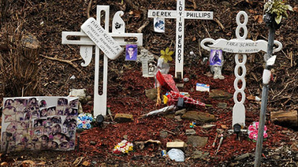 Fresh flowers were laid at the memorial site in memory of Derek Phillips, Tara Schultz and David Rizzo Jr. Ryan Safka of Upper St. Clair is facing charges in front of Judge Jeffrey Manning in the triple fatal accident.