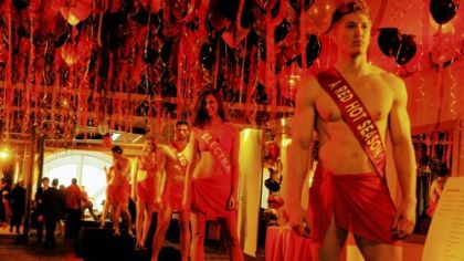 Pittsburgh Public Theater's Red Hot gala announced its new season in a novel way, with models wearing banners with the titles of the plays.