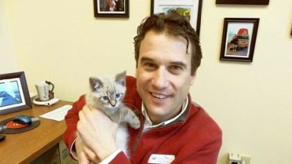 David Janusek and Max, a kitten up for adoption at Western Pennsylvania Humane Society.