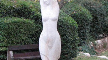 One of many pieces of sculpture at the Hagoshrim kibbutz in Israel.