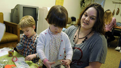 Veronica Spataro, 26, lives at Sojourner MOMS House with her children, Jared, 5, and Ruby, 3.
