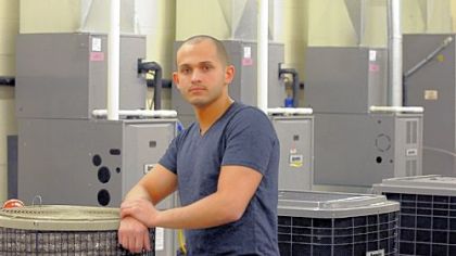 Adam Jumblat, a student in the heating and air conditioning technology program at the West Hills campus of Community College of Allegheny County, compared graduation rates and price  before choosing CCAC.