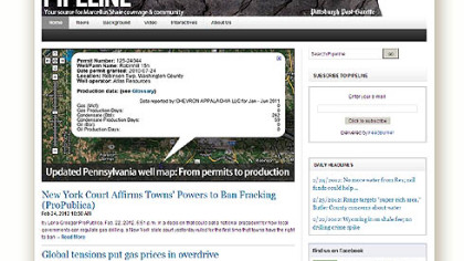 Pipeline, the PG's interactive website on the Marcellus Shale, won the Best Blog award in the print category of this year's Society of American Business Editors and Writers Best in Business contest.