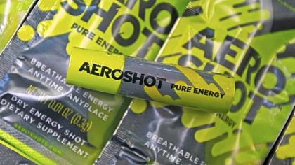 An AeroShot caffeine device costs $2.99 at stores in Massachusetts and New York.
