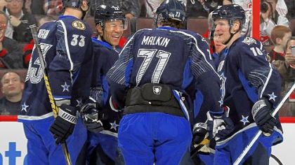Evgeni Malkin, #71, had a goal and an assist for Team Chara in the NHL All-Star Game at Scotiabank Place Sunday in Ottawa.